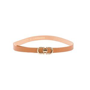 PERSAMAN NEW YORK Saddle Made In Italy Leather Gold Tone Double Buckle Belt